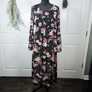 Elliott & Vine Black Floral Dress 2X NWT Peasant Cottage Fairy